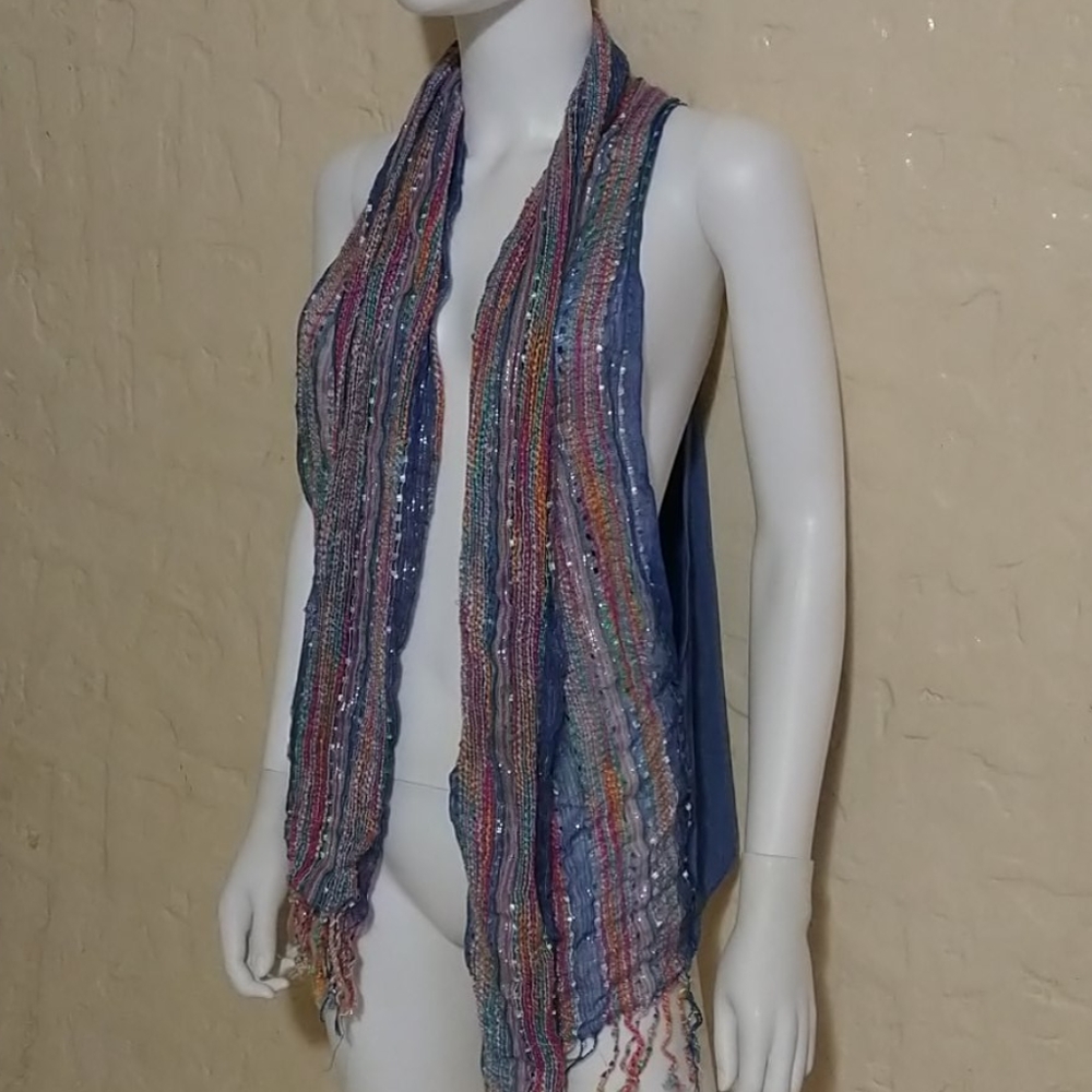 Scarf Vest with Shimmer and Fringe one sz fits mos